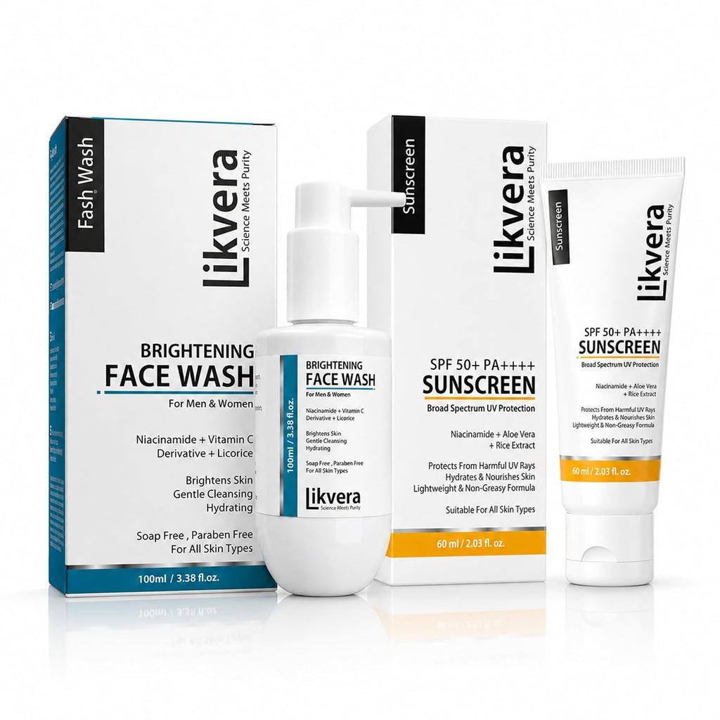 Brightening Face Wash + SPF 50+ PA++++ Sunscreen Combo for Men & Women