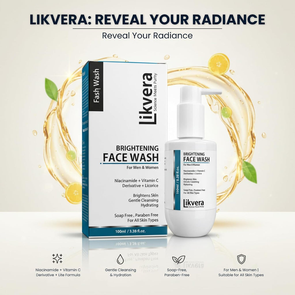 Niacinamide Face Serum 10% + Brightening Face Wash Combo for Men & Women