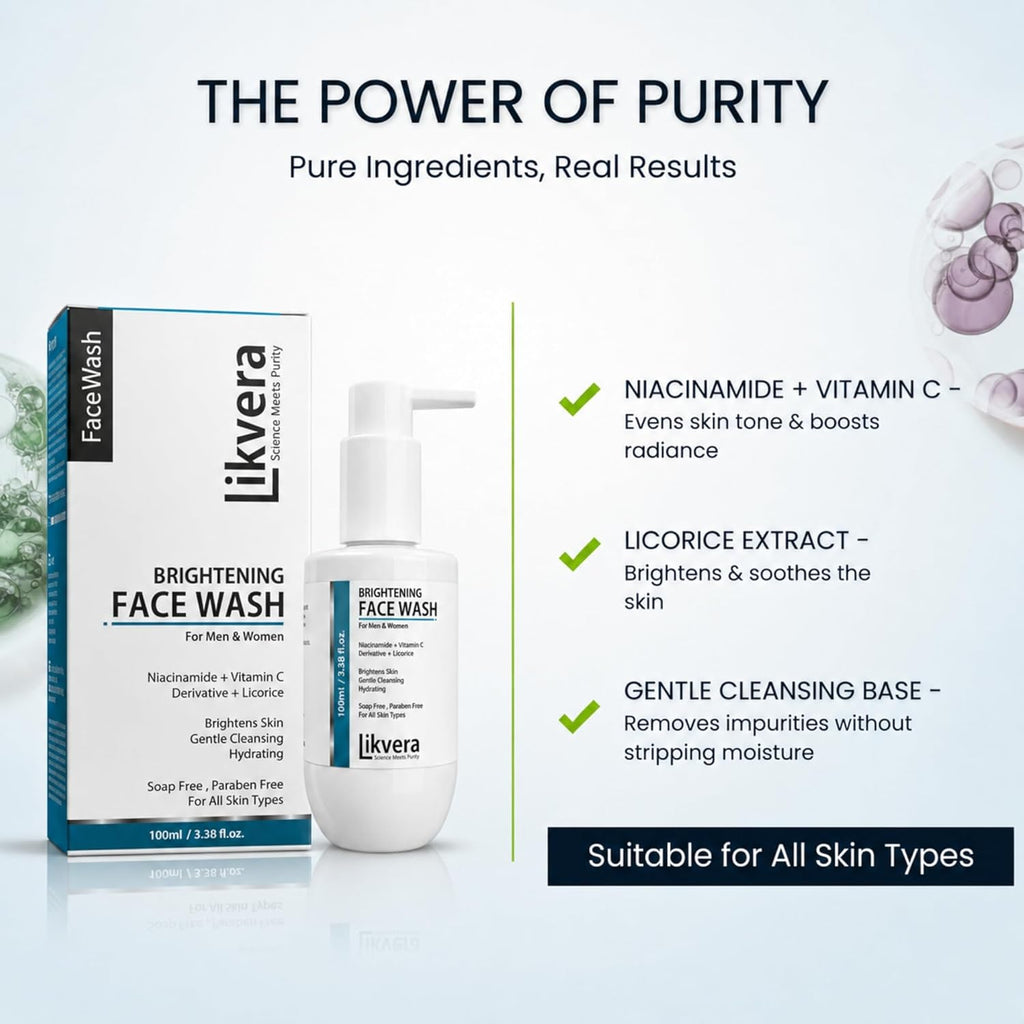 Face Wash for Brightening & Glow skin | Niacinamide, Vitamin C & Licorice Extract